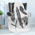 thumbnail image 4 of YOLO Soft Flannel Fleece Blanket, Baseball Bat Skateboard and Bicycle Silhouette Greyscale Sports Pattern, Cozy Plush for Indoor and Outdoor Use, 70" x 90", Charcoal Grey and White, by Ambesonne, 4 of 5