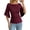 Burgundy, variant on T Shirts for Women Boat Neck 3/4 Flare Sleeve Ruched Fitted Shirts