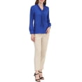 thumbnail image 2 of INSPIRAR CHIC Blusas de Manga Larga para Mujeres Chifón Plisado con Cuello de Lazo Camisa de Oficina S Azul Real, 2 of 7