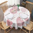 thumbnail image 3 of Pink Love Heart Valentine's Day Round Table Cloth,Wrinkle Resistant Table Cover with Polyester,Waterproof Reusable Tableclothes for Easter Birthday Picnic Wedding (Round,60x60inch), 3 of 6