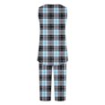 thumbnail image 4 of aohooy Pajamas Sets for Women Soft Plaid Printed Sleeveless Pjs Tank Top and Cropped Pants with Pocket Ladies Loungewear Sets 2025 Light Blue,M, 4 of 5