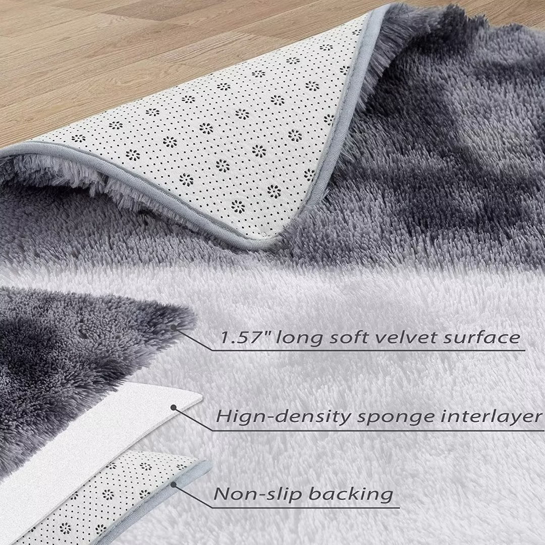CAROMIO 5 x 8 feet Luxury Fluffy Area Rug Faux Fur Rug Skin Friendly Baby Crawling Carpet for Living room, Dark Grey