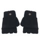 thumbnail image 3 of Soidarity 1 par de guantes de invierno para mantener el calor con solapa, guantes de punto para senderismo al aire libre, mitones sin dedos 2 en 1, rosa Deportes de nieve negro Soidarity OD000499-02, 3 of 6