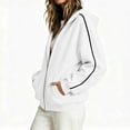 thumbnail image 6 of vdgthytj Sweatshirts for Women Full Zip Long Sleeve Drop Shoulder Side Striped Hooded Jackets Fall Winter Athleisure Outerwear with Pockets(X-Large,White), 6 of 7
