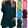 thumbnail image 1 of Blouse d'Hiver Ample à Manches Longues pour Femmes avec Poches - Haut à Col Rond Extensible pour Tenue Décontractée, 1 of 9