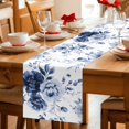 thumbnail image 6 of Booming Blue Gradient Floral Table Runner 90 Inches Long,Kitchen Dining Tablerunners Watercolor Flowers on White Linen Table Runners Dresser Scarves for Home Dinner Wedding Holiday Party Decor, 6 of 9