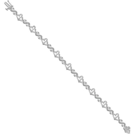 Heart 2 Heart 1/10 Carat T.W. Diamond Sterling Silver Infinity Bracelet, 7