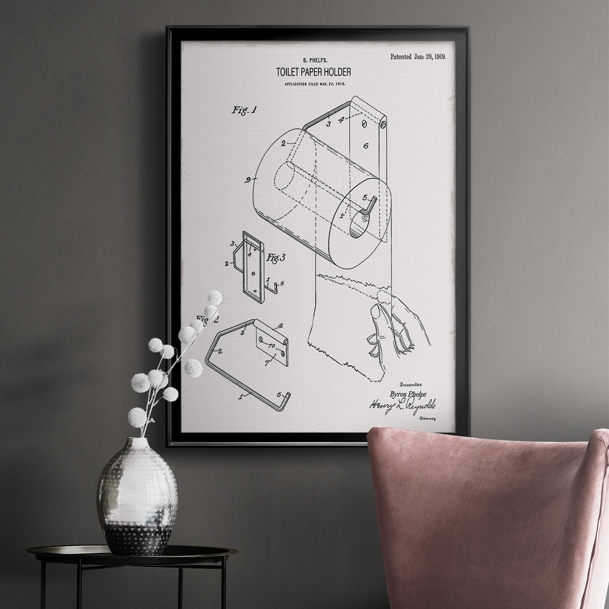 Toilet Paper Patent II Premium Classic Framed Print - Ready to Hang