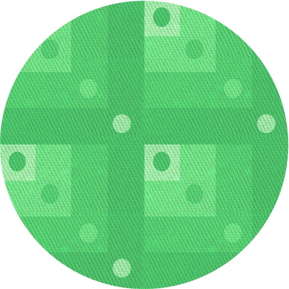 Ahgly Company Indoor Round Patterned Neon Green Area Rugs, 4' Round