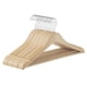thumbnail image 1 of Perchas de Madera, 24 Unidades, con Ranuras para los Hombros, Barra para Pantalones, Gancho Giratorio 360°, Madera Natural, 1 of 7