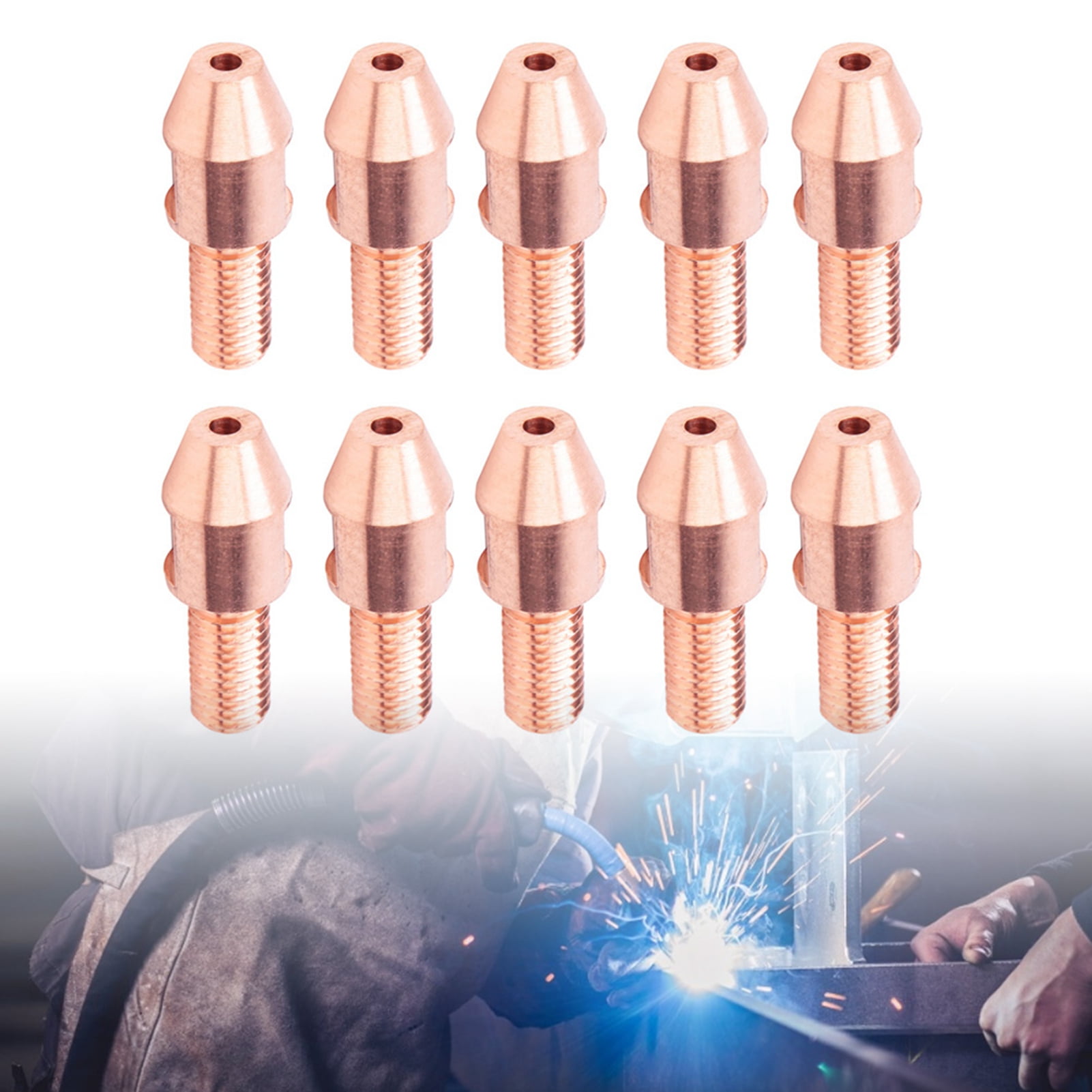 10Pcs Welding Contact Tips Standard Size Welding Nozzle 4mm Hole Diameter M12 for Repalcement Machinery Processing Submerged Air Welding 5.0 