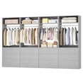 thumbnail image 4 of Aheaplus 4-Piece 96" Heavy Duty Walk-in Closet System - 12 Wood Drawers, 4 Hanging Rods, 4 Shelves, Gray (96"L x 15"W x 80"H), 4 of 6