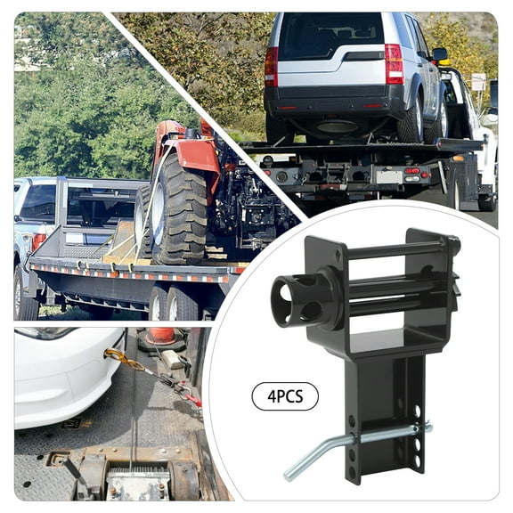 Trailer Stake Pocket Winch, 5400 lbs Capacity 4-Pack, Carbon Steel with Spray Coating, 4 Adjustable Cotter Pin Holes, Fits 1.5x3in Stake Pockets, Ideal for Flatbeds & Trucks