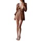 thumbnail image 3 of VISgogo Vestido casual de manga larga para mujer, a la moda, de color sólido, con cuello en V, sin espalda, vestido acampanado VISgogo  moda, 3 of 9