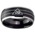 thumbnail image 2 of Tungsten Masonic 32 Duo Line Freemason 8mm Brushed Black 2 Tone Dome Polished Edges Men Ring, 2 of 2