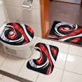 thumbnail image 5 of Modern Red Black Bathroom Rugs Set Abstract Retro Non Slip Absorbent Soft Bath Mats 3 Piece Set with Bathroom Rug, U-Shaped Floor Mat, Toilet Seat Cover Small Size, 5 of 9