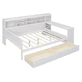 thumbnail image 5 of Wooden Daybed with Storage Shelves, Multi-functional Bed with Two Storage Drawers and  Study Desk, 5 of 23