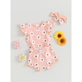 thumbnail image 2 of Bagilaanoe 3pcs Newborn Baby Girl Shorts Set Fly Sleeve Daisy Print T Shirt Tops + Shorts + Headband 3M 6M 12M 18M Infant Casual Summer Clothes, 2 of 8