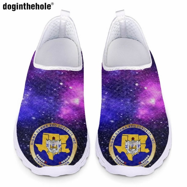 Zapatos planos casuales de verano para mujer de Doginthehole, tendencia de moda, diseño de estampado Sigma Gamma Rho, zapatos para caminar, zapatos de malla transpirables