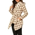 thumbnail image 5 of Allegra K Women's Turn Down Collar Asymmetric Hem Plaids Thin Wrap Coat, 5 of 7