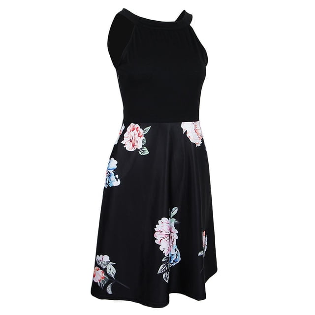 Vestido Midi Floral Sin Hombros Descubiertos Mujer Hugo Multicolor Rojo Azul M