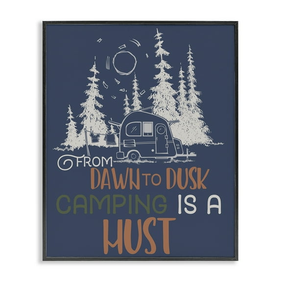 Stupell Industries Dawn to Dusk Camping Landscape Painting Black Framed Art Print Wall Art, 11 x 14