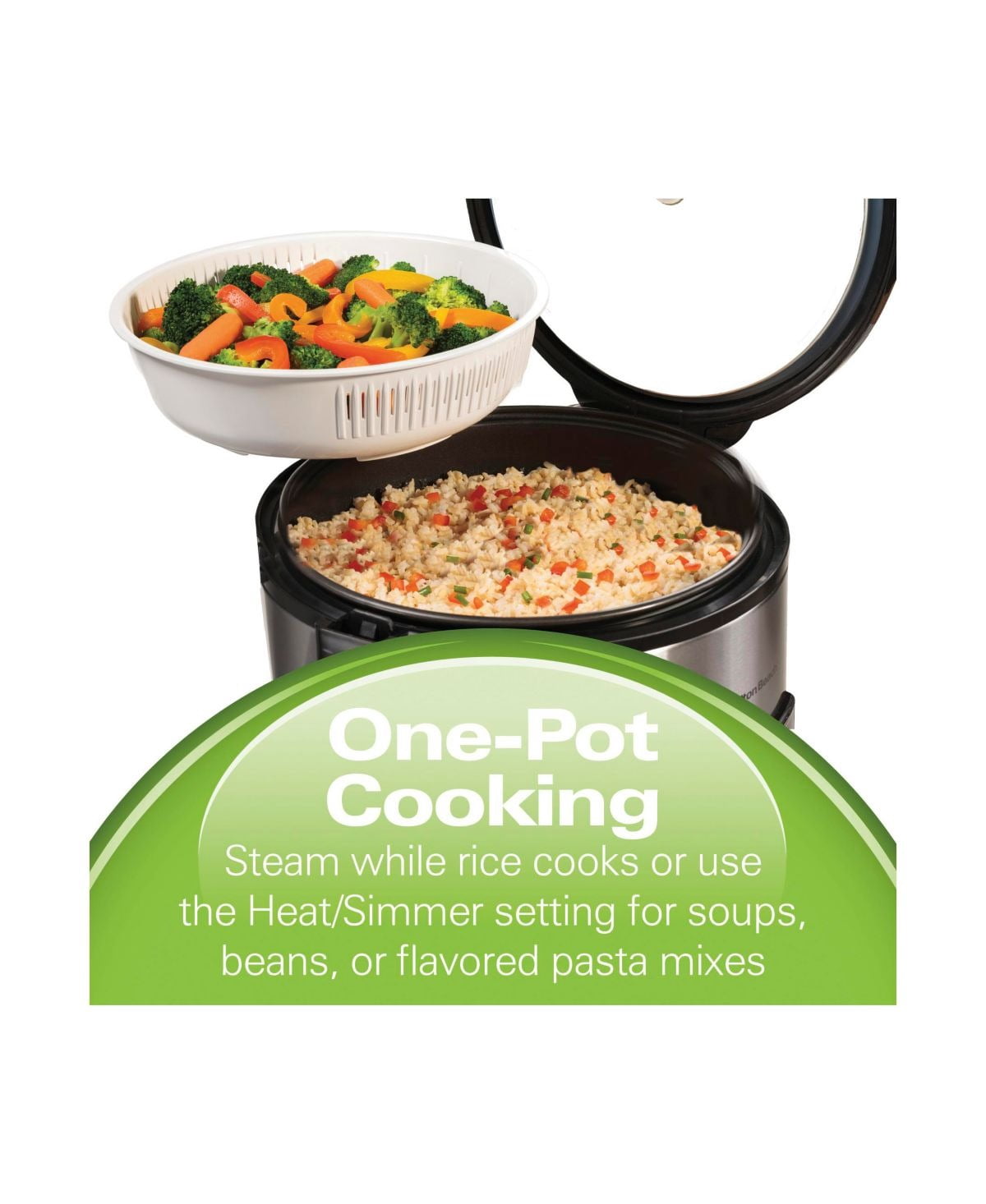 Rice & Hot Cereal Cooker, 2-in-1 Steam/Rinse Basket, Delay Start & Auto Keep-Warm, Nonstick Pot