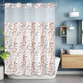 thumbnail image 2 of Orange and Grey Leaf No Hook Shower Curtain with Snap in Liner Abstract Farmhouses Plants Floral Branches Waterproof Bathroom Shower Curtain with See Through Top Window for Bathtub 72" x 84", 2 of 9