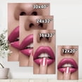 thumbnail image 4 of Designart ' Pink Female Lips With Finger On Mouth ' Modern Canvas Wall Art Print, 4 of 4