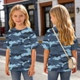 thumbnail image 6 of UQJfacai Girls T Shirts Oversized Short Sleeve Kids Summer Tops Teen Soft Casual Camo Graphic Crewneck Basic Tees 5-15 Years, 6 of 9