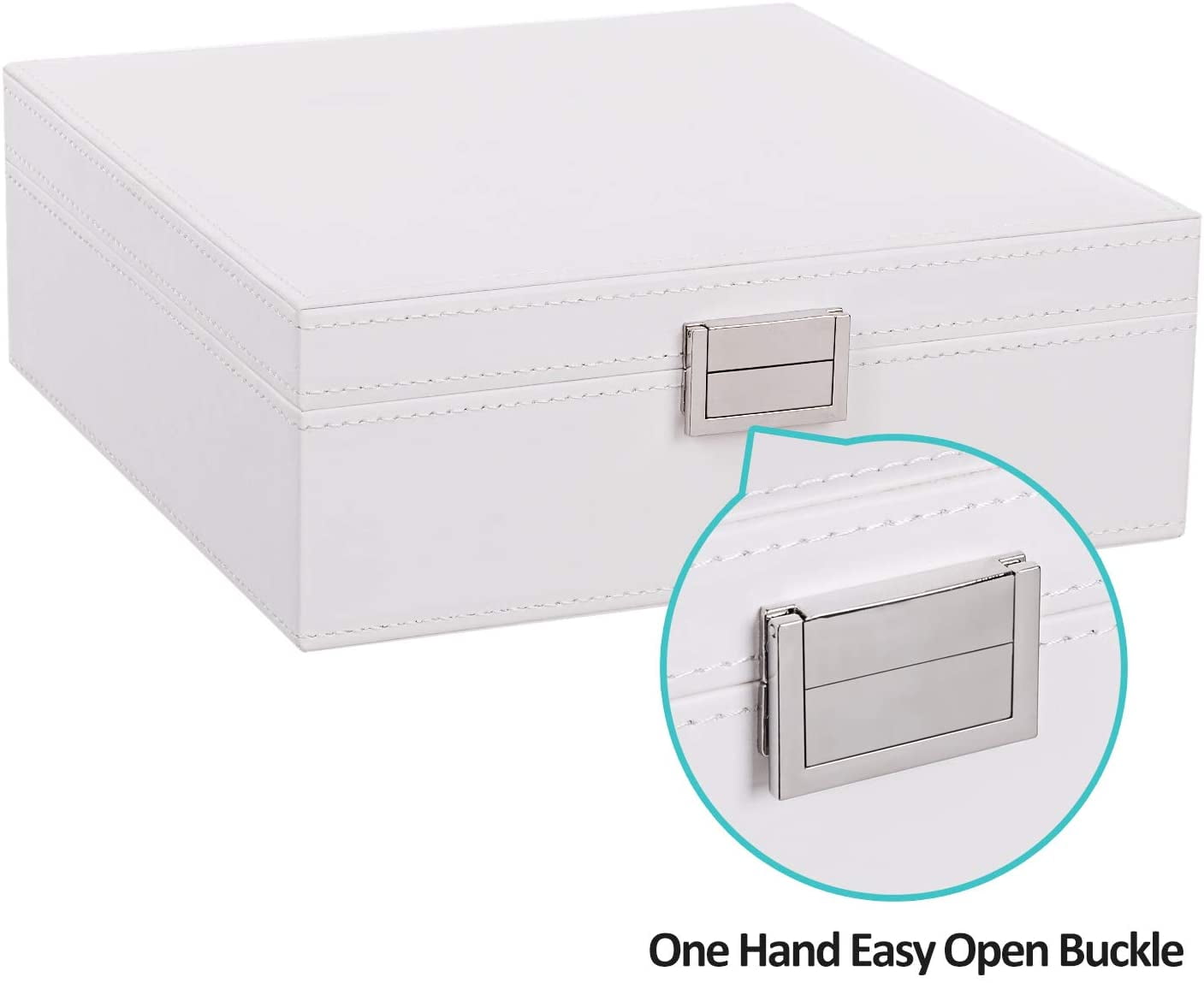  BEWISHOME Jewelry Box Jewelry Organizer Box Jewelry Boxes for  Women Girls 2 Layers Jewelry Storage Trays with Large Mirror for Earring  Ring Necklace Bracelet Faux Leather White SSH01W : Clothing, Shoes