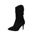 thumbnail image 2 of Tao Tao Womens Slouchy Knee High Boots Wide Calf Kitten Heel Pointed Toe Pull On Long Boots Winter Shoes Black 41, 2 of 8
