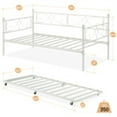 thumbnail image 3 of Twin Size DaybedHeavy Duty Metal Slats Mattress FoundationSofa Bed with Headboard for Bedroom, 3 of 9