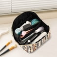 thumbnail image 2 of FORMRS Makeup Bag Travel Cosmetic Organizer for Women Fold Flat Zipper Pouch with Handle, Black Abstract Dots, 2 of 8