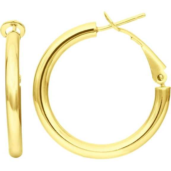 14k Yellow Gold 2mm x 20mm Polished Omega Back Hoop Earrings