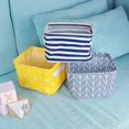 thumbnail image 5 of Canvas Fabric Baby Kids Toy Bin Storage Basket Foldable Toy Storage Organizer Bedroom Decor Nursery Hamper Kids Toy Box Clothes Gift Basket, Yellow, 5 of 5