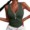 thumbnail image 3 of Lovebay Womens Zip Henley Sleeveless Shirts Slim Fit Zipper Scoop Neck Ribbed Knit Tank Tops S-2XL, 3 of 6