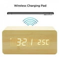 thumbnail image 3 of Modern Wooden Wood Digital LED Desk Alarm Clock Thermometer Qi Wireless Charger, 3 of 6
