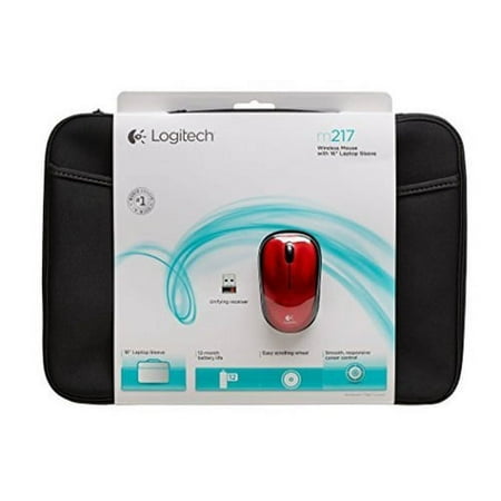 Logitech 910-002139 Bundle Wireless Mouse M217 Red & 16 Sleeve