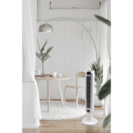 Lasko 3-Speed Remote Controlled Oscillating Tower Fan, White, 2510