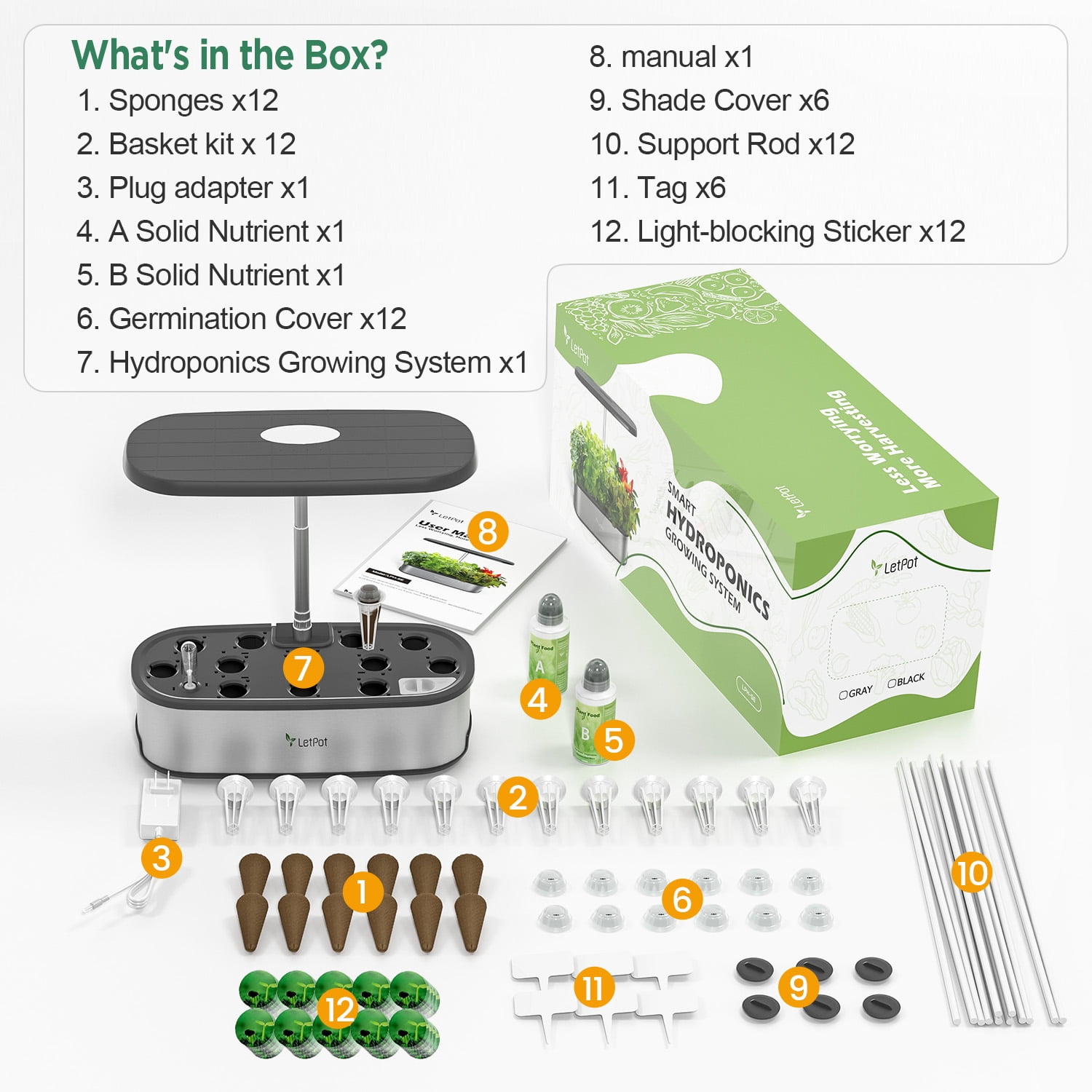LetPot 12-Pod Smart Hydroponics System SE Indoor Growing System, APP-Controlled Herb Garden Kit, 5.8lb