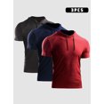 thumbnail image 3 of 3 piezas de camiseta deportiva de verano para hombre, manga corta con capucha de color sólido, 3 of 7