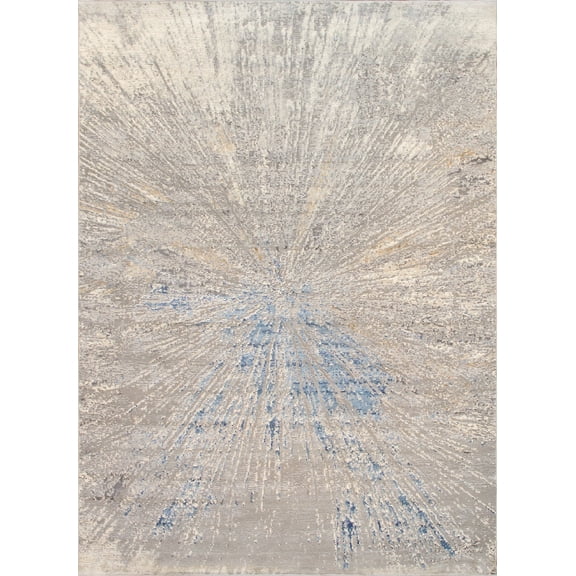 Pasargad Home Starburst Collection Power-Loomed White/Light Blue Area Rug- 6' x 9', For Indoor Space and all Age of Group
