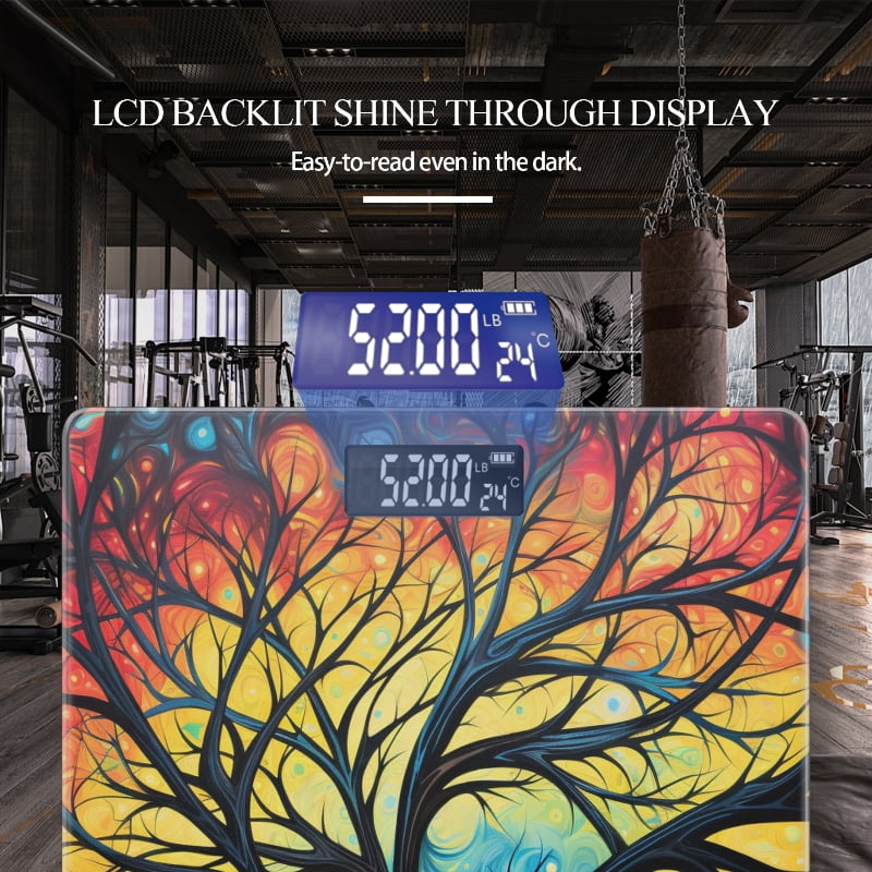 Digital Bathroom Scale with Large LCD Display,High Capacity Scale 400 lbs High Precision body fat scale-Vibrant Tree Of Life With Branches That Intertwine