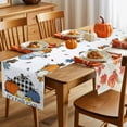thumbnail image 5 of Fall Table Runner Thanksgiving Blue Pumpkin Table Runners Maple Leaves Sunflower It's Fall Y'all Cotton Linen Dresser Scarf Kitchen Dining Table Decor for Fall Holiday Party Decor 13x36 Inch, 5 of 9