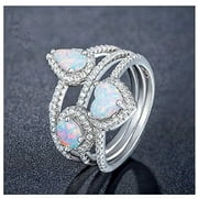 White Fire Opal Stackable Ring Size 6