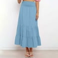 thumbnail image 4 of Delliss Women's Flowy Skirts Layered Skirts For Woman Fashion Basic Comfy Loose Skirts Light Blue L, 4 of 9