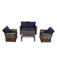 thumbnail image 2 of Howcool 4‑Piece Patio Furniture Set,Wicker Outdoor Rattan Sectional Sofa with Cushions, Pillows & Glass Table,All‑Weather Outdoor Conversation Set for Garden, Porch, Backyard, Patio, 2 of 7