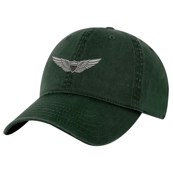 Army Aviation Cap - Pilot Wings Baseball Hat with Silver Embroidery | Cotton Military Cap (AlpineGreen)