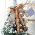 thumbnail image 2 of Christmas Ribbon Bows, Holiday Tree Decorations, Handmade Linen Double Bow Ornaments with Reindeer and Snowflake Patterns, Brown Beige 18x24cm Set of 10 for Gift Wrapping and Wreaths, 2 of 6